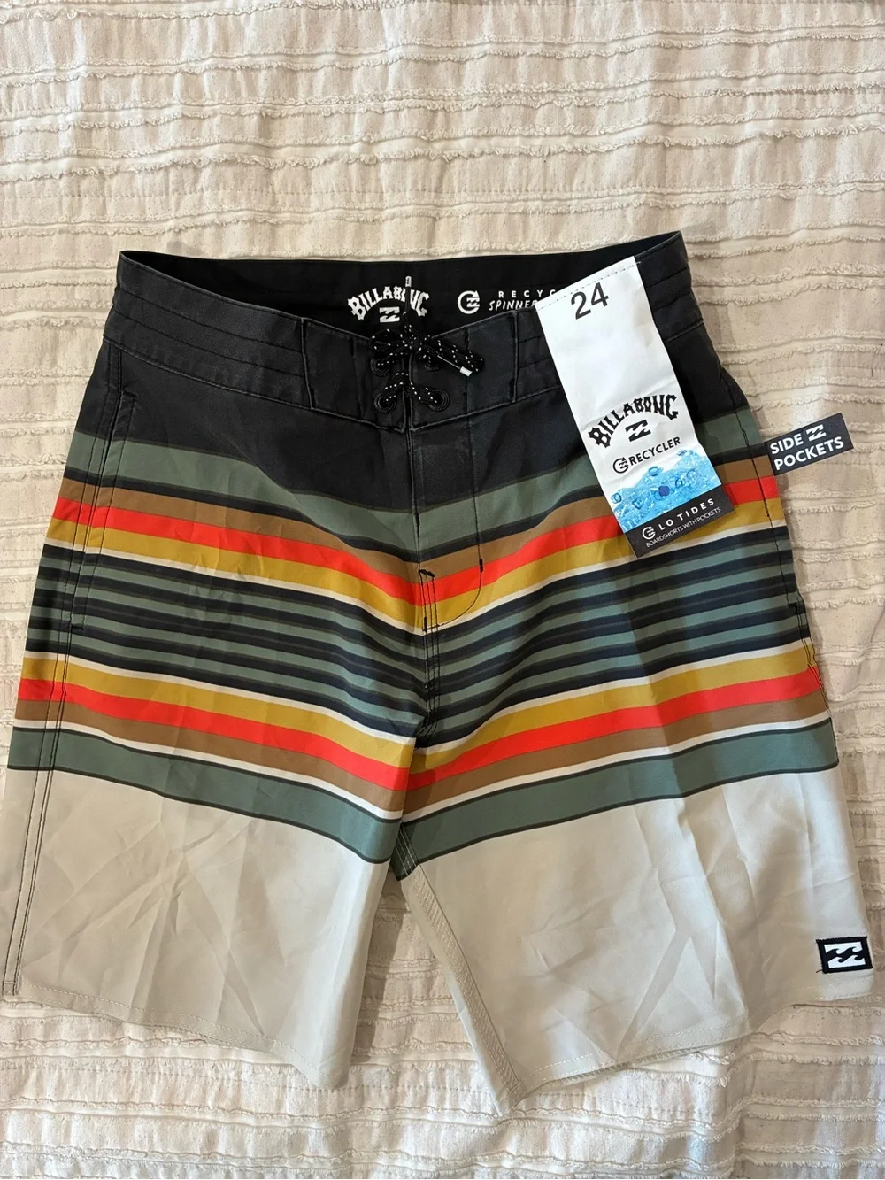 NWT Billabong Striped Boardshorts in Black, Olive, Red, Yellow, Tan